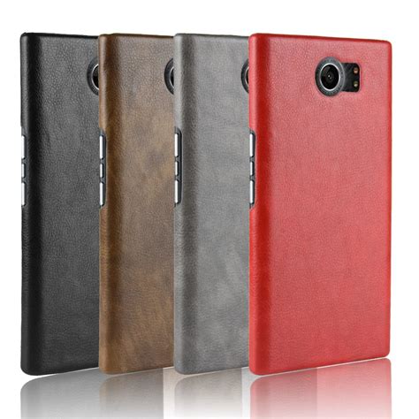 For Blackberry Priv Retro Litchi Leather Texture Hard Pc Phone Case For