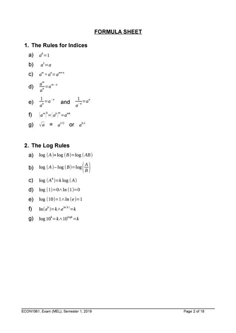 Formula Sheet Summary Quantitative Analysis Formula Sheet The