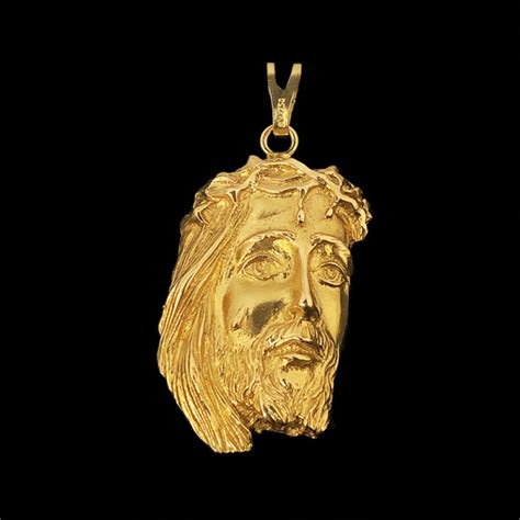 18k Yellow Gold Jesus Face Charm