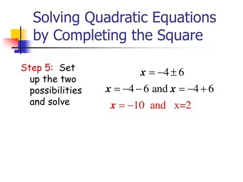 PPT - Solving Quadratic Equations by Completing the Square PowerPoint ...