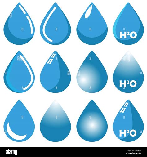 Waterdrop Vector Flat Logo Shapes Collection Of 12 Water Droplet