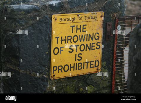 Those In Glass Houses Should Not Throw Stonessignwarning Signthrowing Stonesprohibitedstone