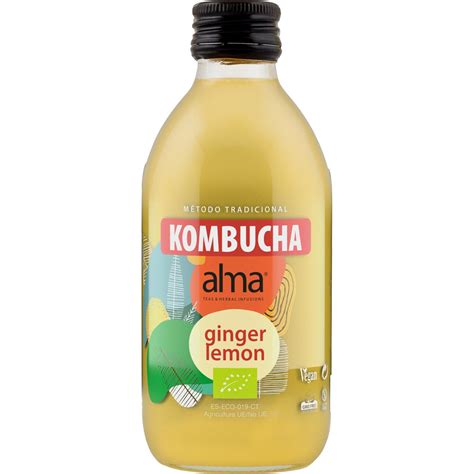 Alma Infusión De Té Con Limón Y Jengibre Ecológico Botella 250 Ml · Kombucha · Supermercado El