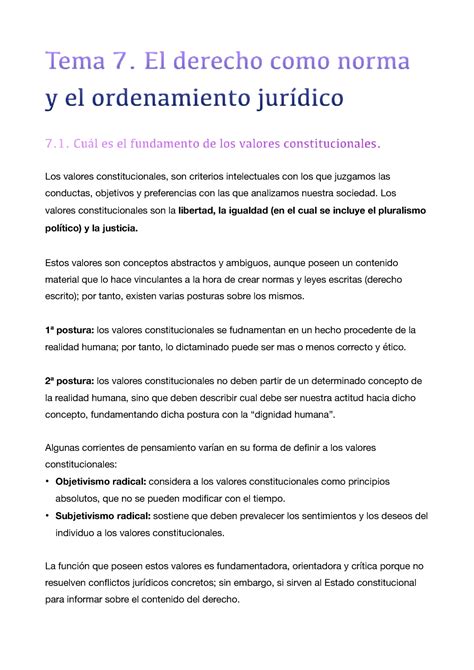 Tema 7 El derecho como norma y el ordenamiento jurídico Tema 7 El