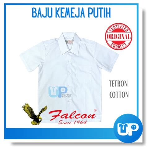 Falcon 311ex Baju Kemeja Putih Lengan Pendek Cotton Tebal Baju