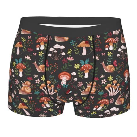 Kuilepa Mushroom Snail Print Mens Boxer Briefs Moisture Wicking