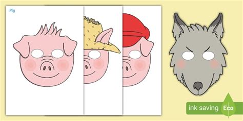 Three Little Pigs Masks (Hecho por educadores) - Twinkl