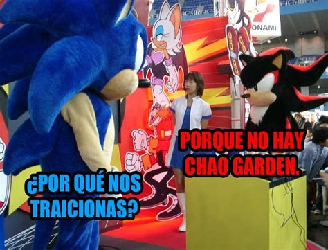 a person in a blue sonic costume standing next to a giant stuffed animal with the words porque ...