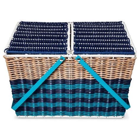 Large Woven Rattan Picnic Basket Blue Target Picnic Basket Dining