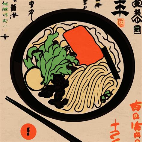 Premium Photo Colorful Retro Illustration Of Ramen Soup Japanese Food