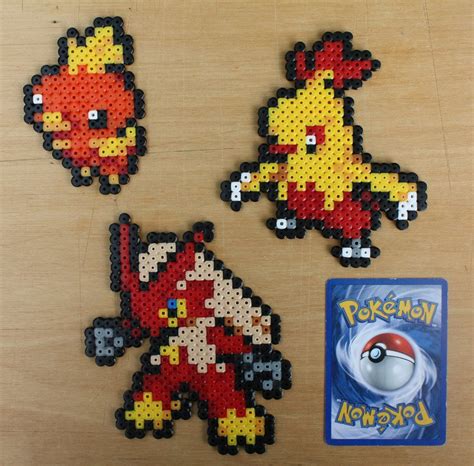 Pokemon Bead Sprite Generation Three Starter Set Hama Perler Etsy Perler Beads Ideas Pearler