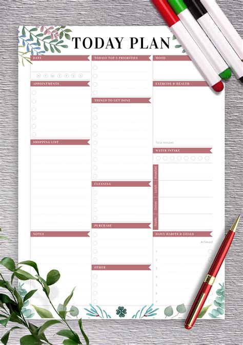 Download Printable Today Plan Pdf