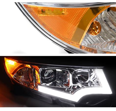 For 2011 2014 Ford Edge LED Tube Chrome Halogen Projector Headlight