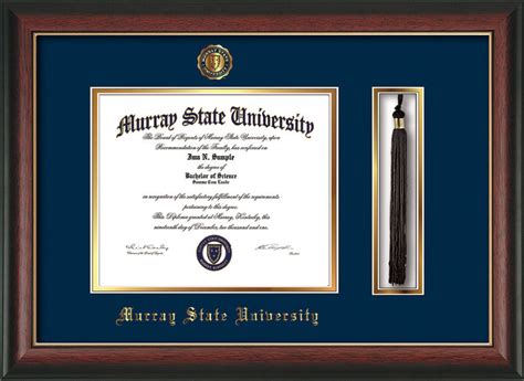 Murray State U Diploma Frame Rose Gold L Seal Navy On Gold Mat Tassel