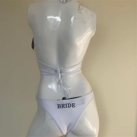 Embroidered Bride Bikini White Unpadded Triangle Depop