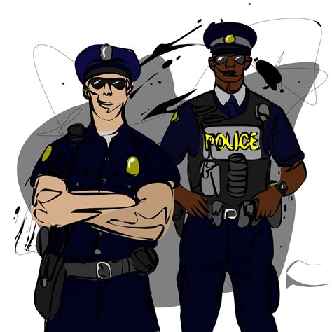 African American Police Officer Cartoon