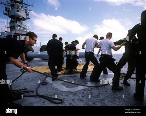 Crew Members Clean The Mark Inch Caliber Gun Barrels Of No