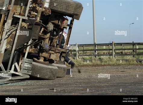 Lorry Crash On Motorway Lorry On Its Side Road Traffic Collision Rtc