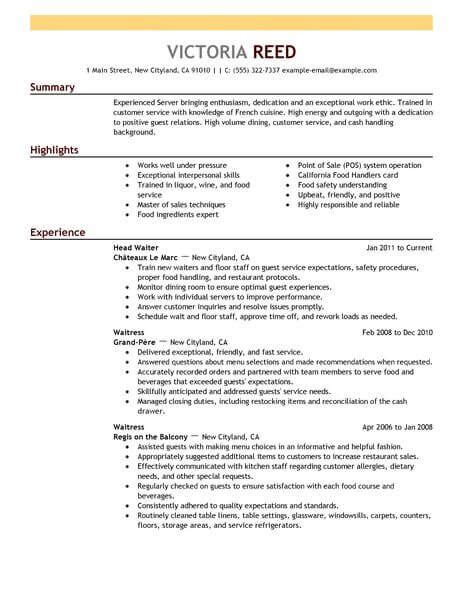 Best Server Resume Example Livecareer Server Resume Resume