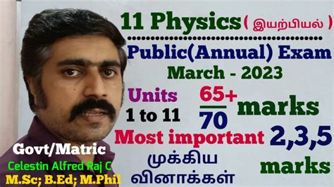 11 Physics Important 2 3 5 Marks Public Exam Annual Exam March 2023