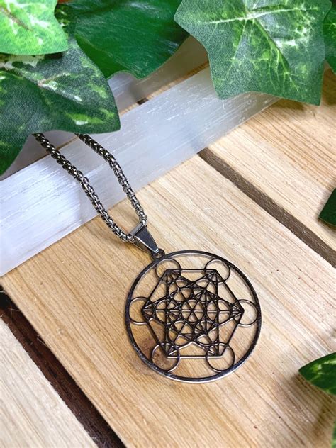 Metatrons Cube Silver Necklace Sacred Geometry Necklace Etsy