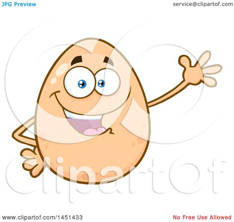 Clipart Graphic Of A Cartoon Egg Mascot Character Waving Royalty Free