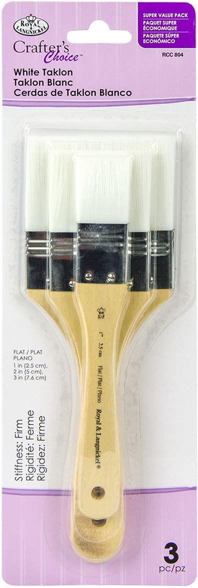 Crafter S Choice White Taklon Flat Brush Value Pack 3 Pkg Michaels