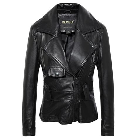 Blouson Biker Cuir Femme Effet Vieilli Cintr Veste En Cuir