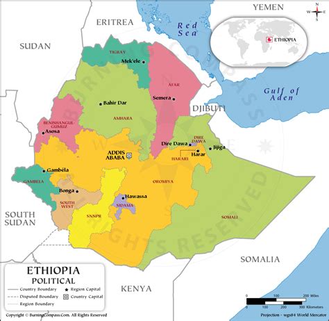 Ethiopia Region Map Ethiopia Political Map