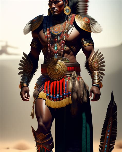 Lexica Aztec Warrior Full Body Cinematic Lighting Intricate