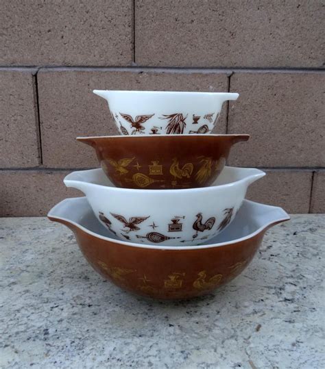 Vintage Pyrex Nesting Cinderella Early American Bowls Etsy