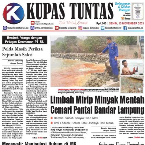 Kupas Tuntas Surat Kabar Harian Kupas Tuntas Edisi Senin 13 November