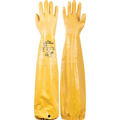 Showa 772 Long Sleeve Yellow Nitrile Gloves Size 9 Zoro Uk