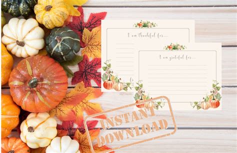 I Am Thankful Cards, Gratitude Cards, Printable, Thanksgiving ...