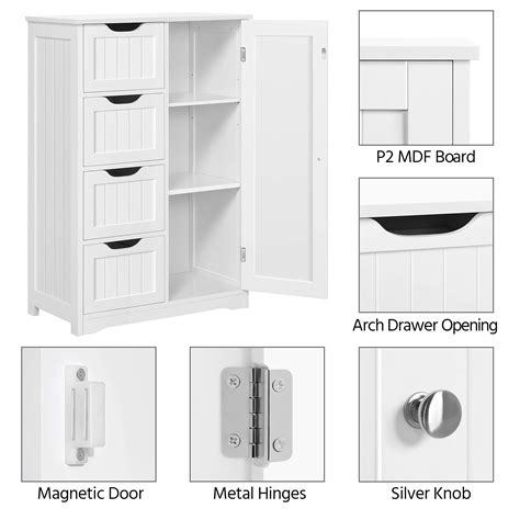 Yaheetech Wooden Bathroom Floor Cabinet Side Storage Organizer Cabinet