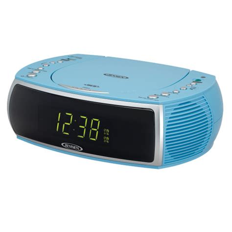 Jensen Sky Blue Modern Home Cd Tabletop Stereo Clock Digital Am Fm