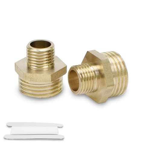 Bwintech 2 Pcs 3 4 Male To 1 2 Male BSP Thread Brass Hex Nipple