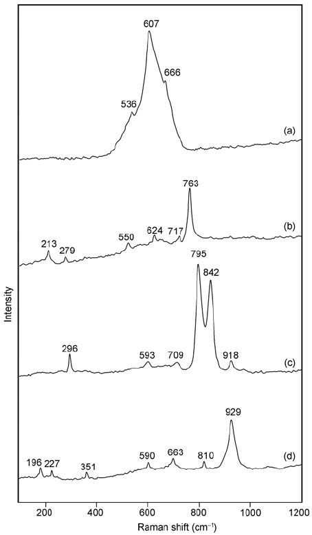 Raman Spectra Of Minerals In Two Phase Grains A Xieite B