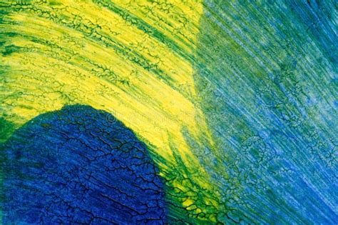 Blue Green Yellow Abstract Acrylic Painting Color Texture On White