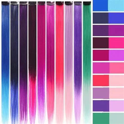 10 Packs Colored Clip in Hair Extensions 22'' Colorful Straight Hair ...