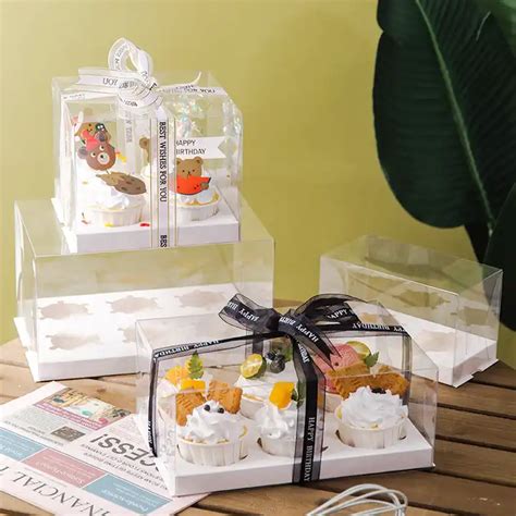 Small Cup Cupcake Packing Box Transparent Dessert Packing Portable