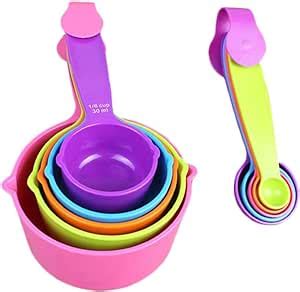 Pcs Set Measuring Spoon Cups Set Rainbow Color Plastic Pastry Sauce