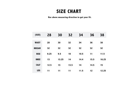 Jean Sizing Chart