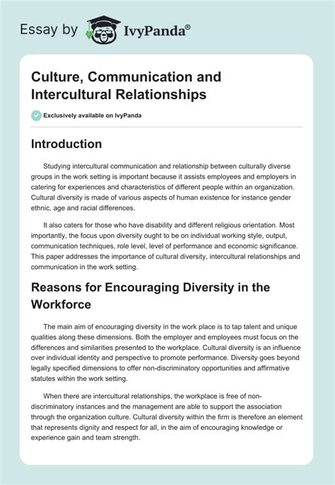 Culture Communication And Intercultural Relationships Words