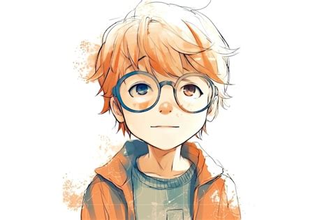 Premium Photo | A drawing of a boy with glasses