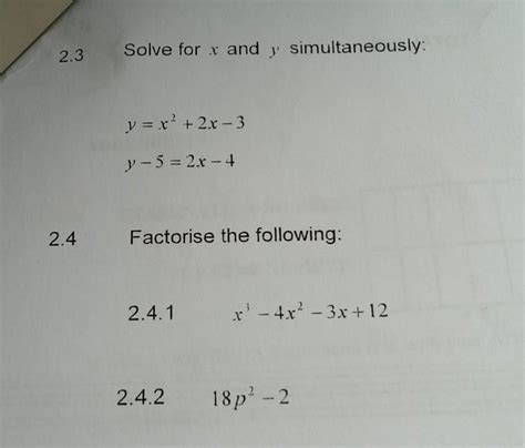 Solved Solve For X And Y Simultaneously Yx22x−3y−52x−4