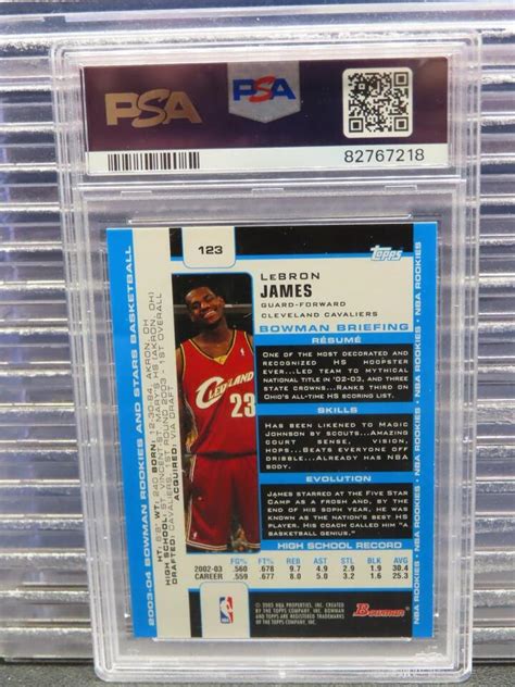 2003 04 Bowman Rookies Stars Lebron James Rookie RC 123 PSA 8