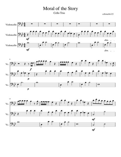 Moral of the Story Cello Trio Sheet music for Cello | Download free in ...