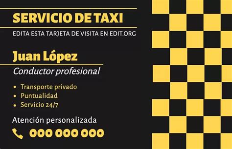 Plantillas De Tarjetas De Taxi Para Editar Gratis