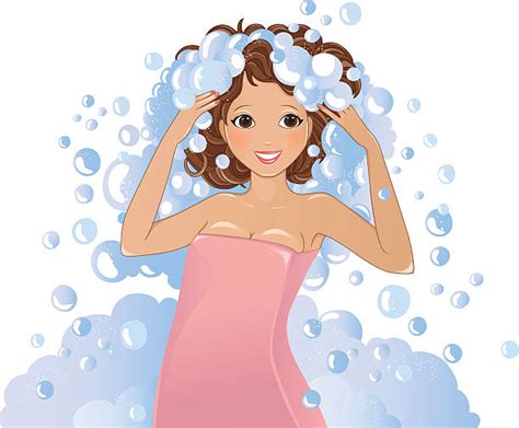 20 Beautiful Woman Washing Hair White Background Stock Illustrations